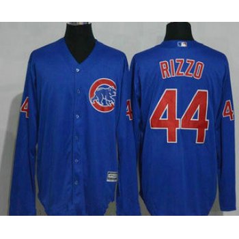 Men's Chicago Cubs #44 Anthony Rizzo Royal Blue Long Sleeve Stitched MLB Majestic Cool Base Jersey