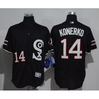 Men's Chicago White Sox #14 Paul Konerko Black Retro Stitched MLB 2016 Majestic Flex Base Jersey