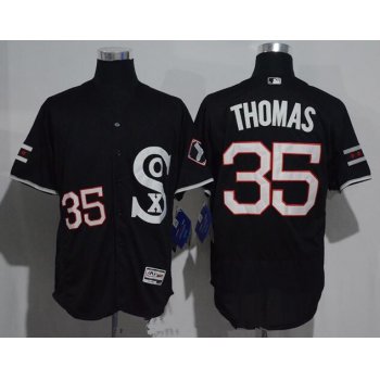 Men's Chicago White Sox #35 Frank Thomas Black Retro Stitched MLB 2016 Majestic Flex Base Jersey