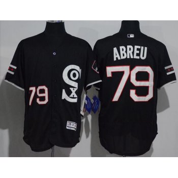 Men's Chicago White Sox #79 Jose Abreu Black Retro Stitched MLB 2016 Majestic Flex Base Jersey