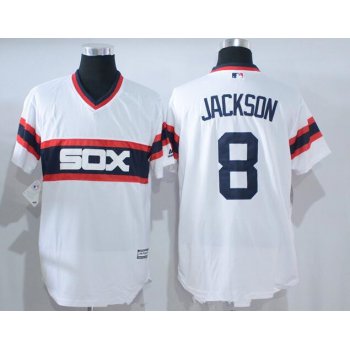 Men's Chicago White Sox #8 Bo Jackson Retired White Pullover Stitched MLB Majestic Cool Base Jersey