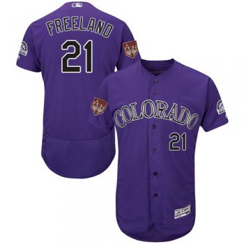 Men's Colorado Rockies #21 Kyle Freeland Purple 2019 Spring Training Flexbase Jersey