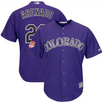 Men's Colorado Rockies 28 Nolan Arenado Majestic Purple 2019 Spring Training Cool Base Player Jersey