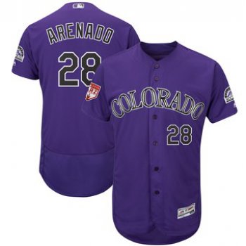 Men's Colorado Rockies 28 Nolan Arenado Majestic Purple 2019 Spring Training Flex Base Player Jersey