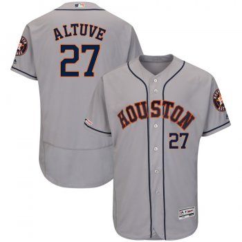 Men's Houston Astros 27 Jose Altuve Gray 150th Patch Flexbase Jersey