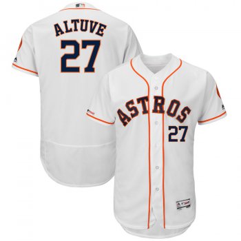 Men's Houston Astros 27 Jose Altuve White 150th Patch Flexbase Jersey