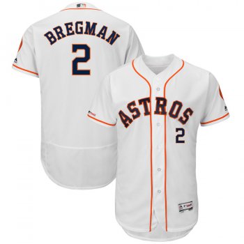 Men's Houston Astros 2 Alex Bregman White 150th Patch Flexbase Jersey