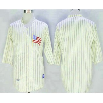 Men's Los Angeles Dodgers Blank 1917 Cream Pinstripe Throwback Jersey By Mitchell & Ness