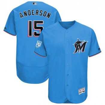 Men's Miami Marlins 15 Brian Anderson Majestic Blue 2019 Spring Training Flex Base Player Jersey