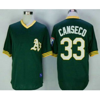 Men's Oakland Athletics #33 Jose Canseco Green Pullover Throwback Stitched MLB Jersey By Mitchell & Ness