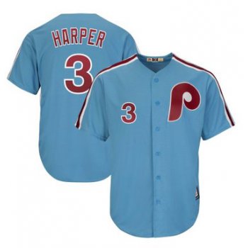 Men's Philadelphia Phillies #3 Bryce Harper Light Blue Majestic Cool Base Jersey