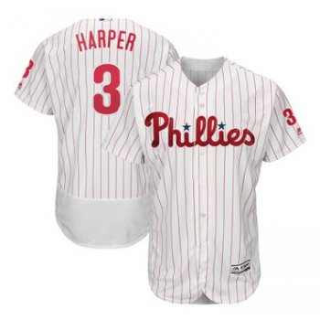 Men's Philadelphia Phillies#3 Bryce Harper White Home Stitched MLB Majestic Flex Base Jersey