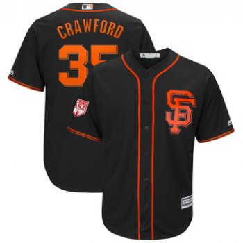 Men's San Francisco Giants 35 Brandon Crawford Majestic Black 2019 Spring Training Cool Base Player Jersey