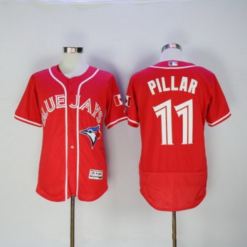 Men's Toronto Blue Jays #11 Kevin Pillar Red Stitched MLB 2016 Canada Day Majestic Flex Base Jersey