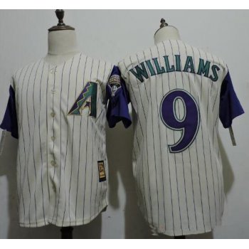 Men's Arizona Diamondbacks #9 Matt Williams Retired Cream With Purple Pinstripe Cooperstown Collection Cool Base Jersey