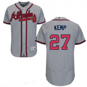 Men's Atlanta Braves #27 Matt Kemp Gray Road 2016 Majestic Flex Base Stitched MLB Jersey