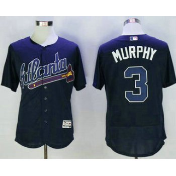 Men's Atlanta Braves #3 Dale Murphy Retired Navy Blue Road Stitched MLB 2016 Majestic Flex Base Jersey