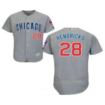 Men's Chicago Cubs #28 Kyle Hendricks Gray Road Stitched MLB 2016 Majestic Flex Base Jersey