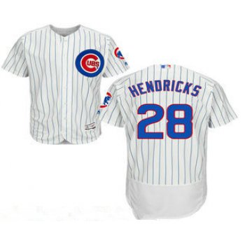 Men's Chicago Cubs #28 Kyle Hendricks White Home Stitched MLB 2016 Majestic Flex Base Jersey