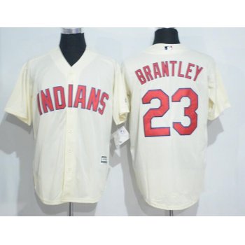 Men's Cleveland Indians #23 Michael Brantley Cream Stitched MLB Majestic Cool Base Jersey