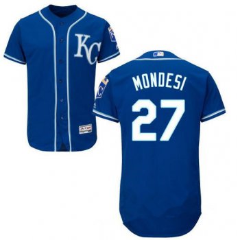 Men's Kansas City Royals #27 Raul A. Mondesi Navy Blue KC Stitched MLB Majestic Cool Base Jersey