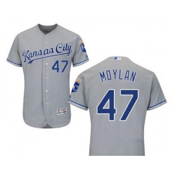 Men's Kansas City Royals #47 Peter Moylan Gray Road Stitched MLB Majestic Cool Base Jersey