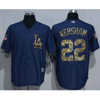 Men's Los Angeles Dodgers #22 Clayton Kershaw Denim Blue Salute to Service Stitched MLB Jersey