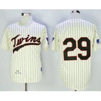 Men's Minnesota Twins #29 Rod Carew 1969 Cream Mitchell & Ness Throwback Jersey