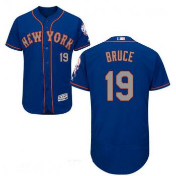 Men's New York Mets #19 Jay Bruce Blue With Gray 2016 Flex Base Majestic MLB Stitched Jersey