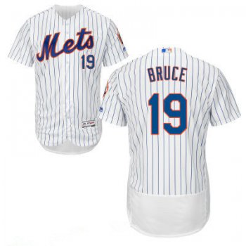 Men's New York Mets #19 Jay Bruce White Home 2016 Flex Base Majestic MLB Stitched Jersey