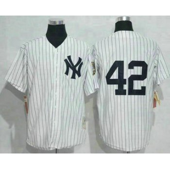 Men's New York Yankees #42 Mariano Rivera White Retirement Patch Throwback Baseball Jersey