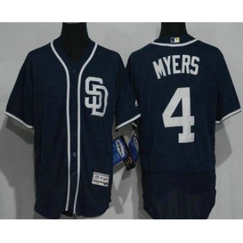 Men's San Diego Padres #4 Wil Myers Navy Blue Stitched MLB 2016 Majestic Flex Base Jersey