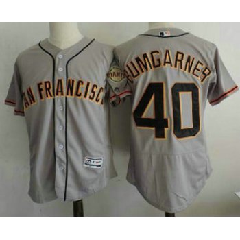 Men's San Francisco Giants #40 Madison Bumgarner Gray Road Stitched MLB 2016 Majestic Flex Base Jersey