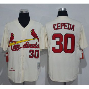 Men's St. Louis Cardinals #30 Orlando Cepeda Cream Stitched 1967 MLB Cooperstown Collection Jersey by Mitchell & Ness