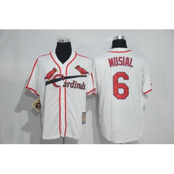 Men's St. Louis Cardinals #6 Stan Musial White Home Stitched MLB Majestic Cool Base Cooperstown Collection Player Jersey