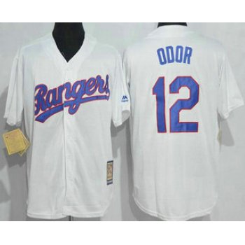 Men's Texas Rangers #12 Rougned Odor White Stitched MLB 1986 Majestic Cool Base Cooperstown Collection Player Jersey