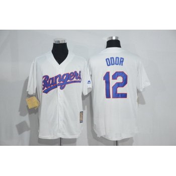 Men's Texas Rangers #12 Rougned Odor White Stitched MLB 1986 Majestic Cool Base Cooperstown Collection Player Jersey