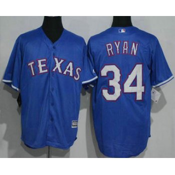 Men's Texas Rangers #34 Nolan Ryan Retired Royal Blue Stitched MLB Majestic Cool Base Jersey