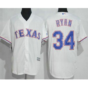 Men's Texas Rangers #34 Nolan Ryan White Stitched MLB 1986 Majestic Cool Base Cooperstown Collection Player Jersey