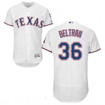 Men's Texas Rangers #36 Carlos Beltran White Home 2016 Flex Base Majestic Stitched MLB Jersey