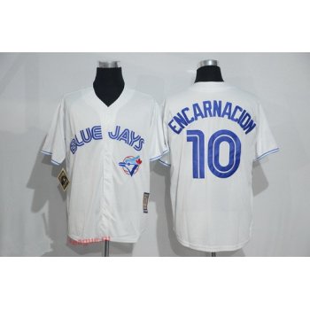 Men's Toronto Blue Jays #10 Edwin Encarnacion White Majestic Cool Base Cooperstown Collection Jersey