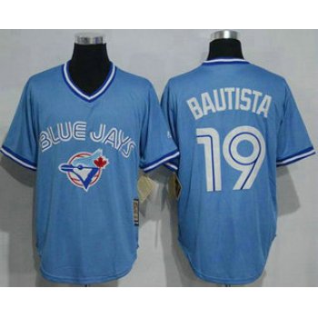 Men's Toronto Blue Jays #19 Jose Bautista Light Blue Pullover Majestic Cool Base Cooperstown Collection Jersey