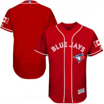 Men's Toronto Blue Jays Blank Red Stitched MLB 2016 Canada Day Majestic Flex Base Jersey