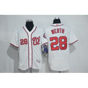 Men's Washington Nationals #28 Jayson Werth White Home Stitched MLB 2016 Majestic Flex Base Jersey