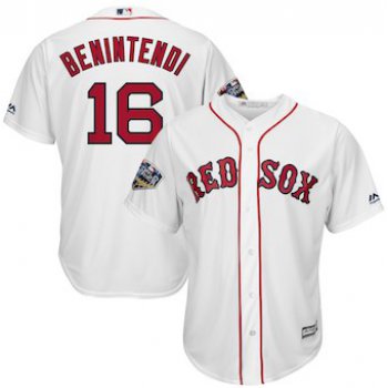 Men's Boston Red Sox #16 Andrew Benintendi Majestic White 2018 World Series Cool Base Player Jersey