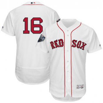 Men's Boston Red Sox #16 Andrew Benintendi Majestic White 2018 World Series Flex Base Player Jersey