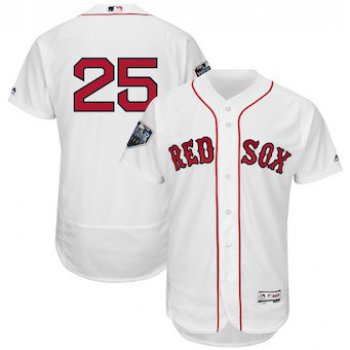 Men's Boston Red Sox #25 Steve Pearce Majestic White 2018 World Series Flex Base Player Jersey