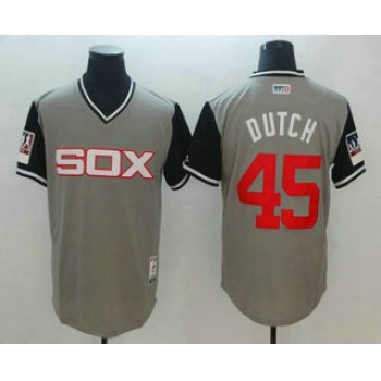 Men's Chicago White Sox #45 Derek Holland Dutch Gray-Black 2018 Players' Weekend Authentic Jersey