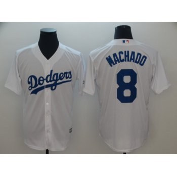 Men's Los Angeles Dodgers #8 Manny Machado White Cool Base Jersey