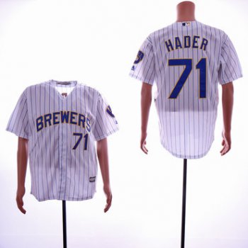 Men's Milwaukee Brewers #71 Josh Hader White Cool Base Jersey